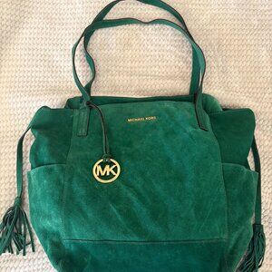 Michael Kors Emerald Green Suede Slouch Bag